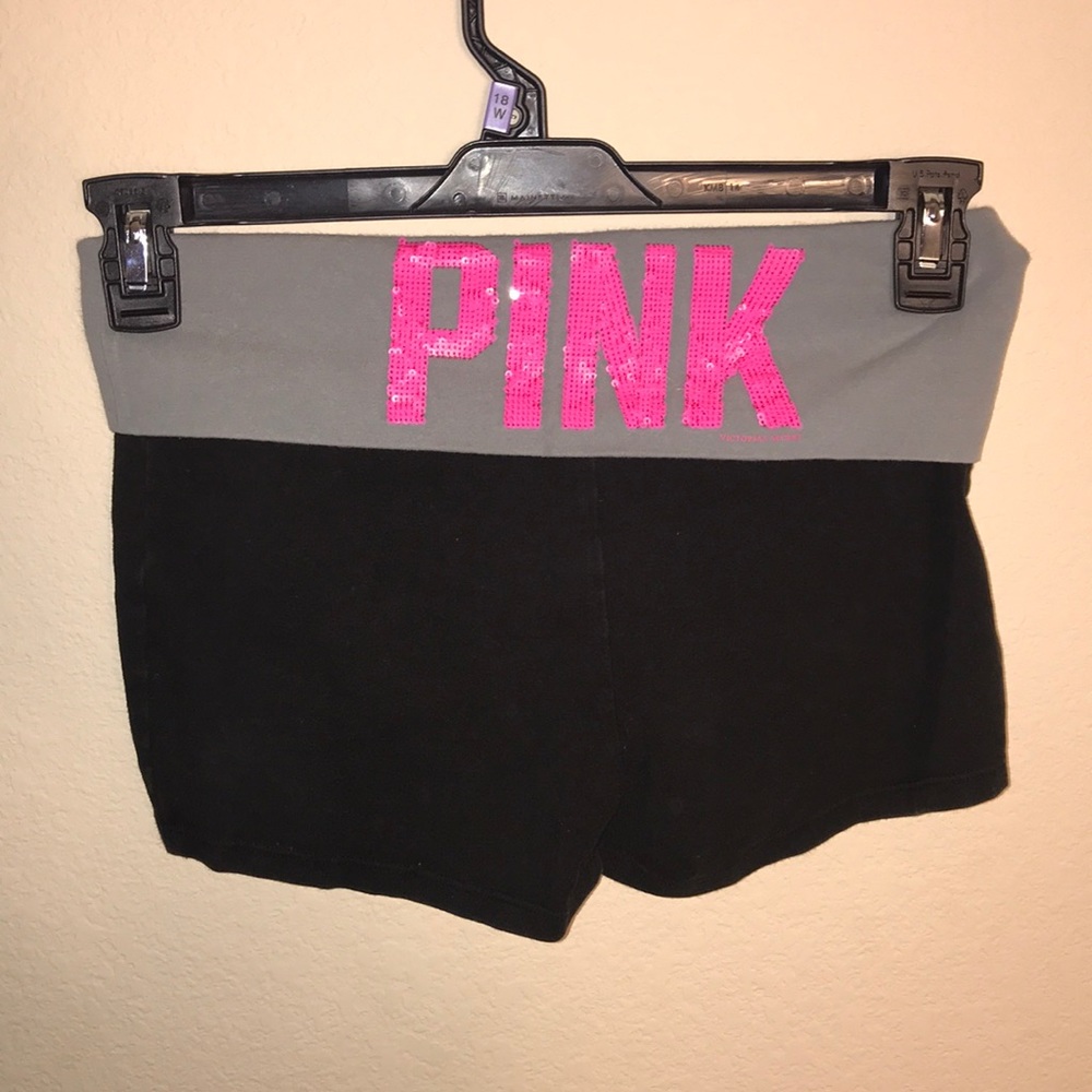 Fold over PINK yoga shorts